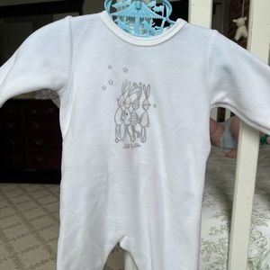 Petit Bateau Unisex Velour Footie with Hat